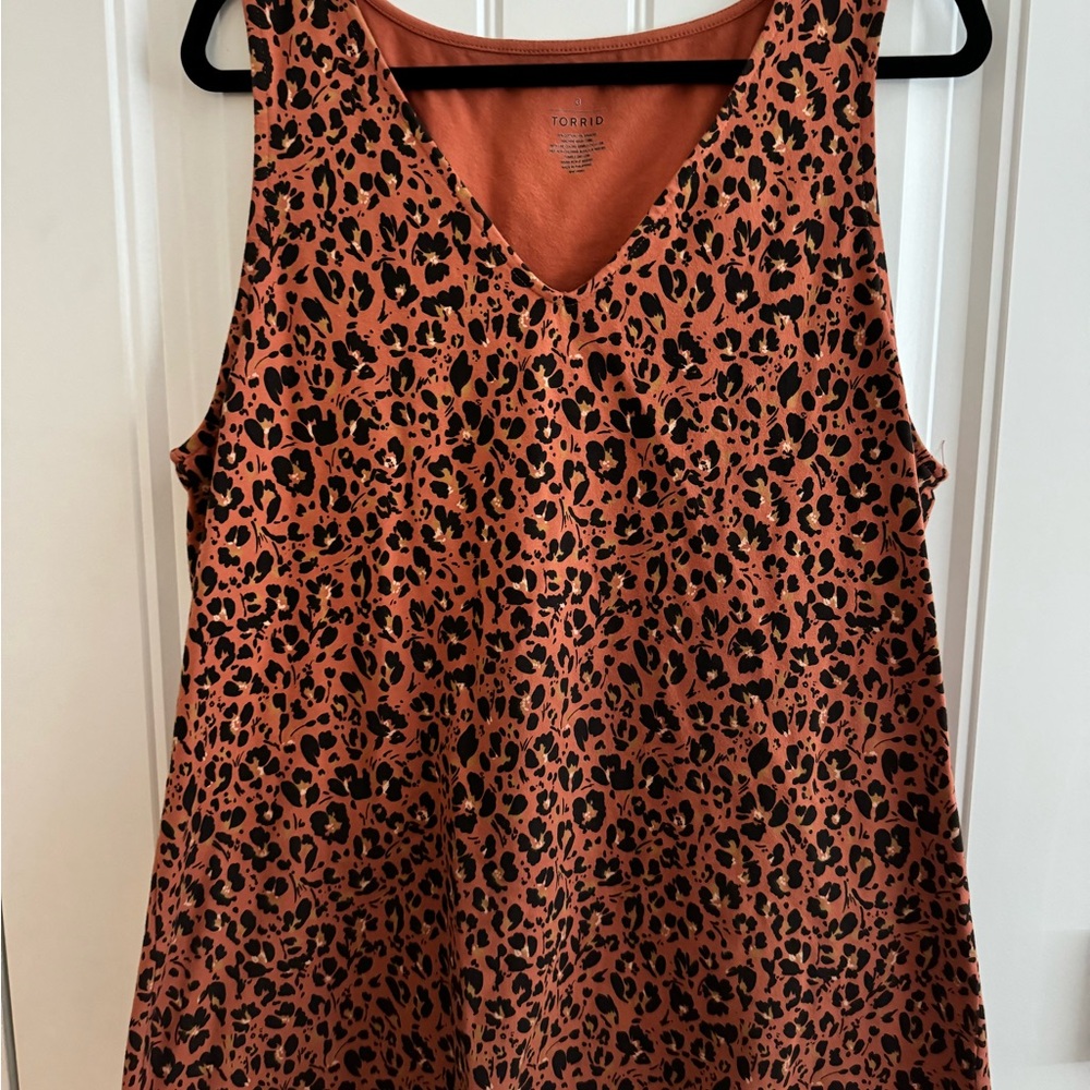 Torrid Brown and Black Sleeveless Tank Top with Leopard Print 3X
